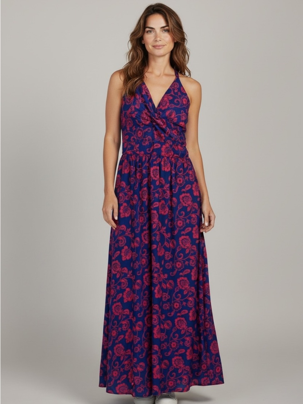 B41 Floral Maxi Dress in Blue and Red
